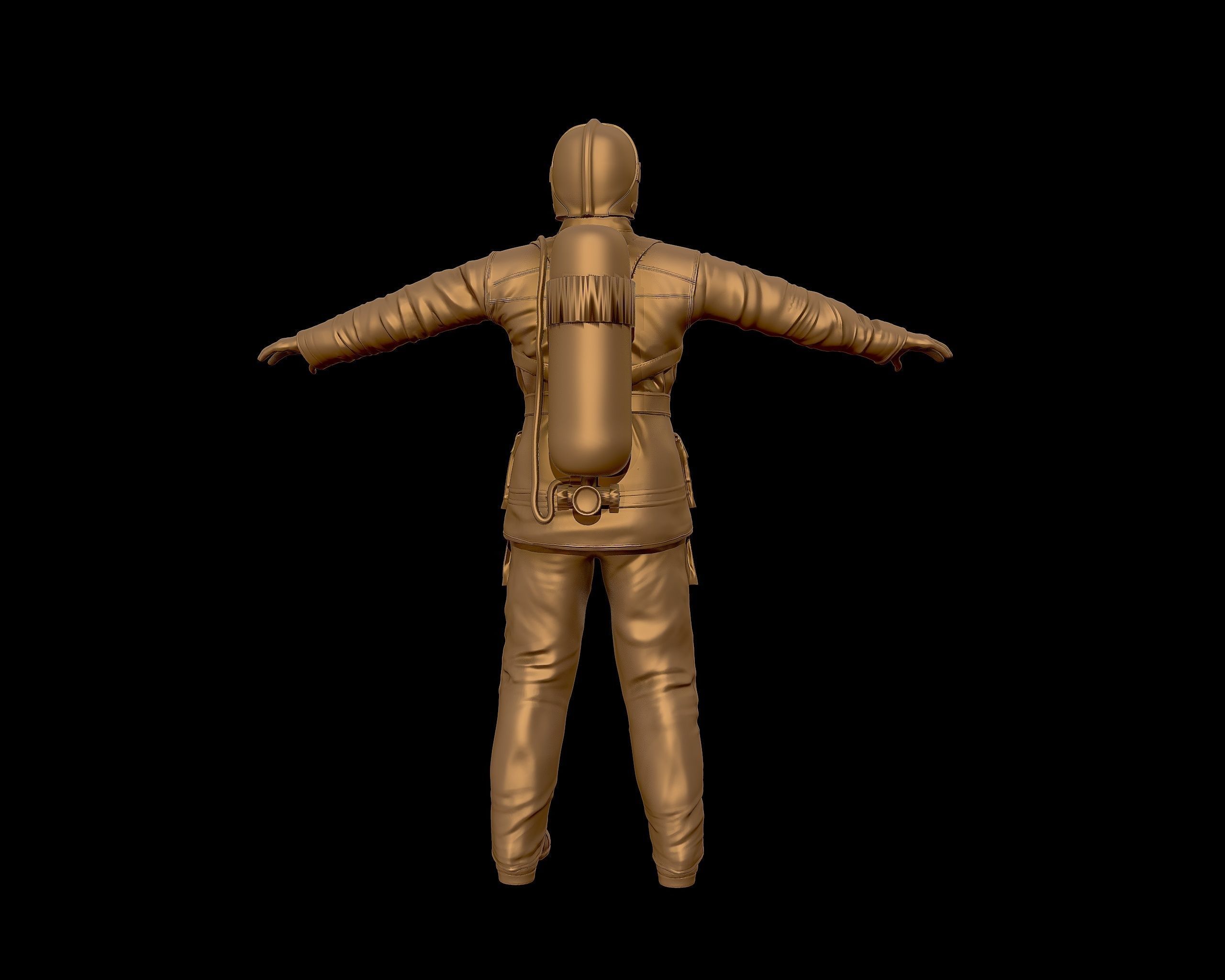Fireman 3D sculpture 3D print model_28