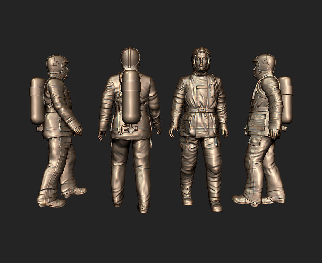 Fireman 3D sculpture 3D print model_13