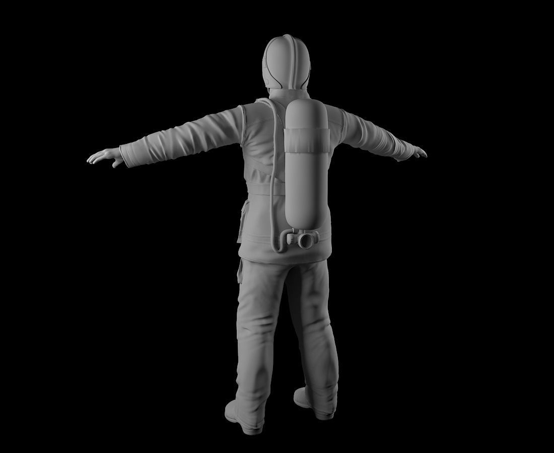 Fireman 3D sculpture 3D print model_10