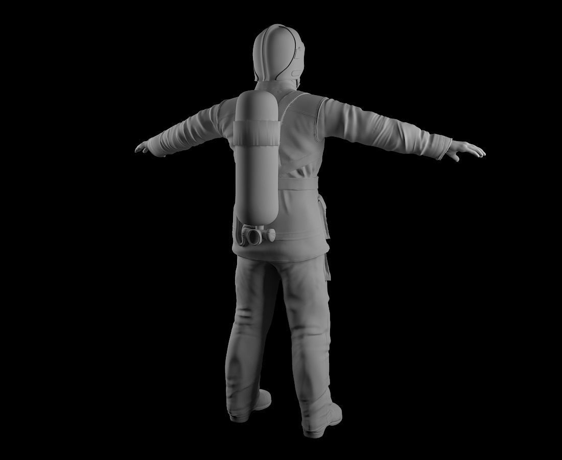 Fireman 3D sculpture 3D print model_11