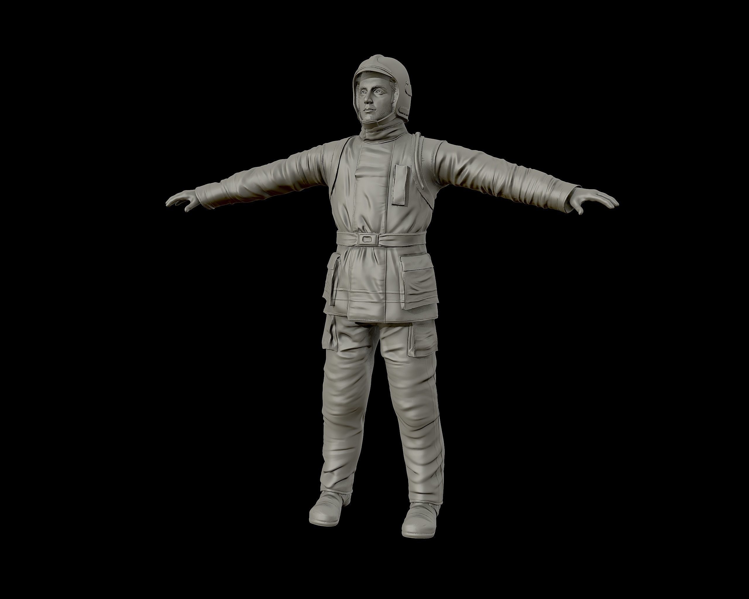 Fireman 3D sculpture 3D print model_23