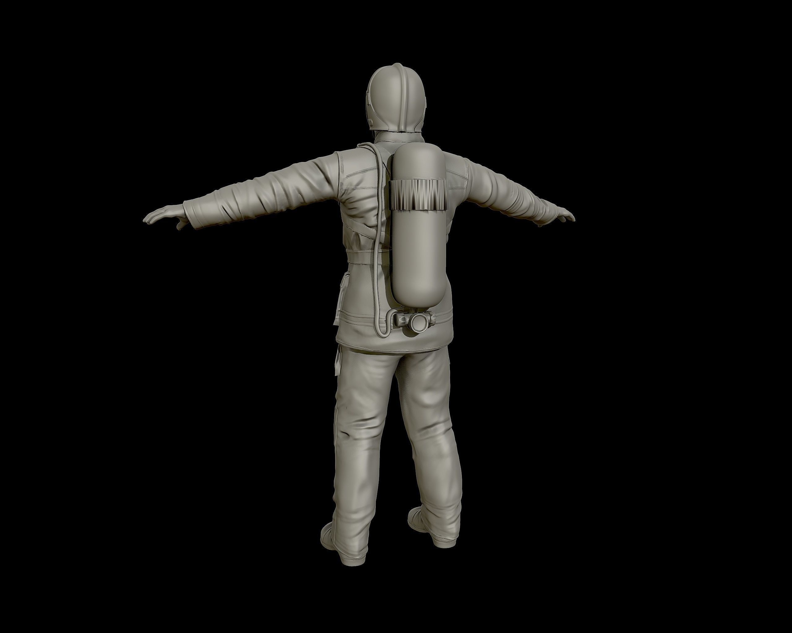 Fireman 3D sculpture 3D print model_27