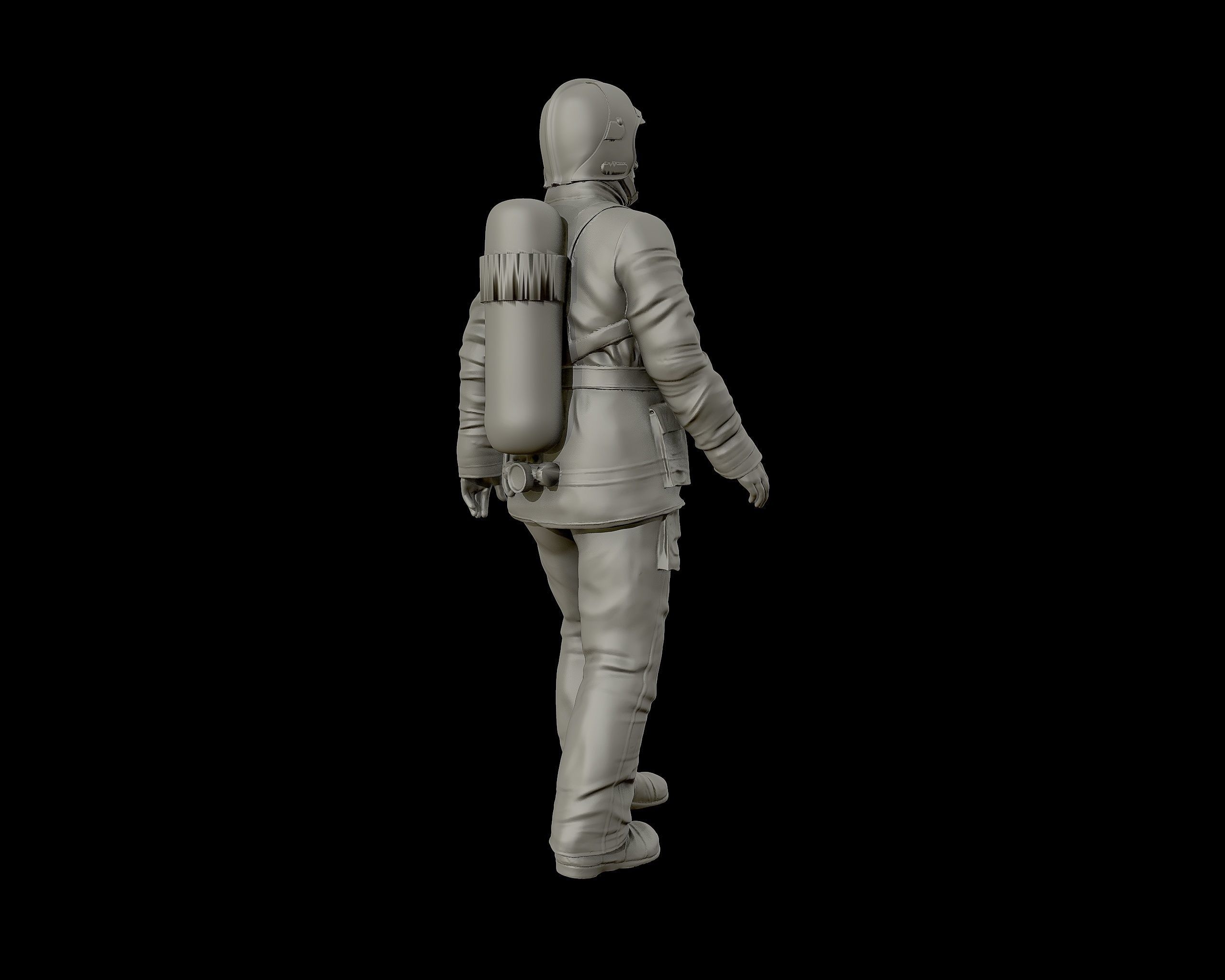 Fireman 3D sculpture 3D print model_19