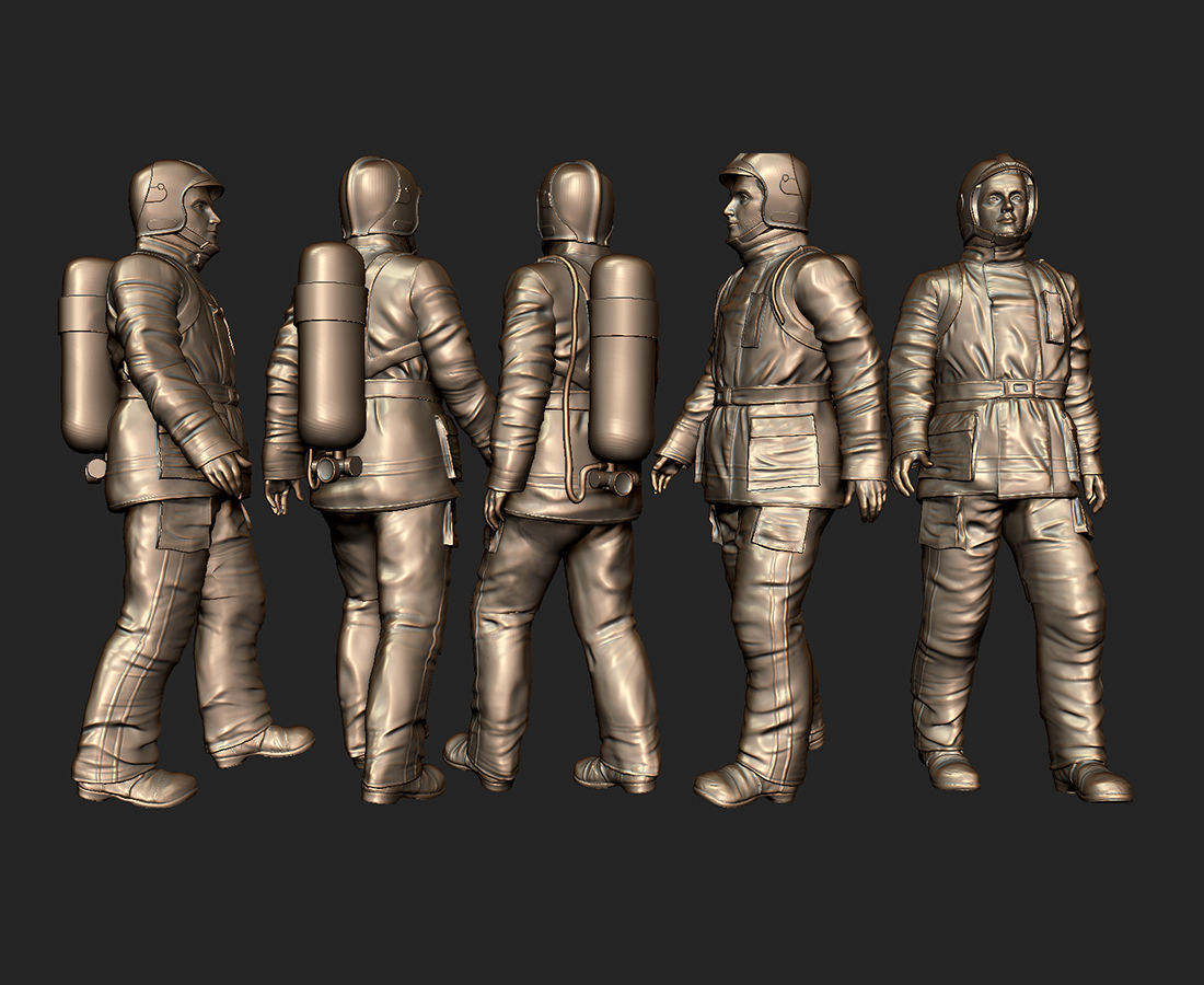 Fireman 3D sculpture 3D print model_12