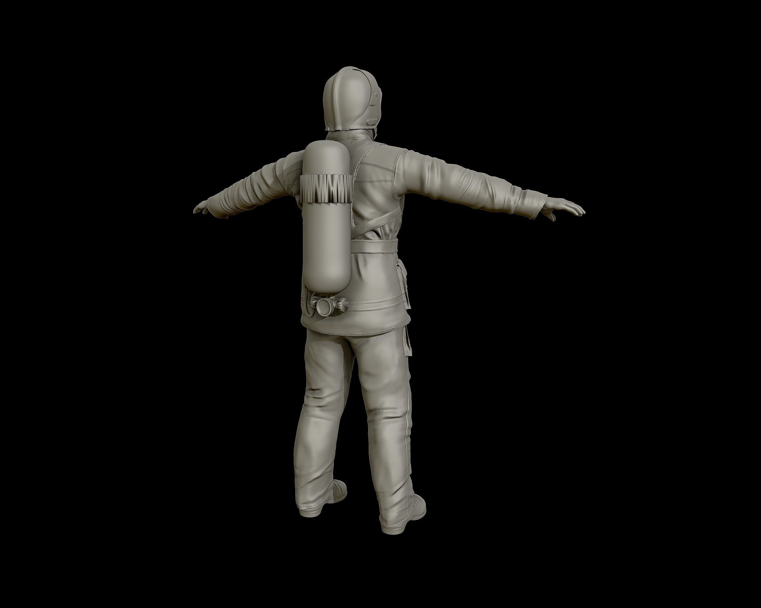 Fireman 3D sculpture 3D print model_26