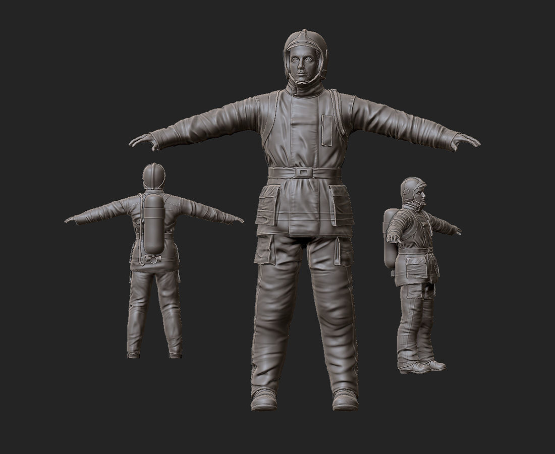 Fireman 3D sculpture 3D print model_14