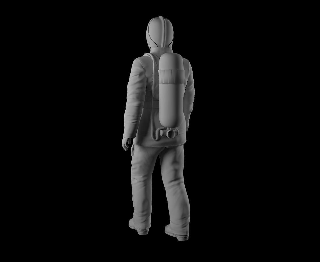 Fireman 3D sculpture 3D print model_6