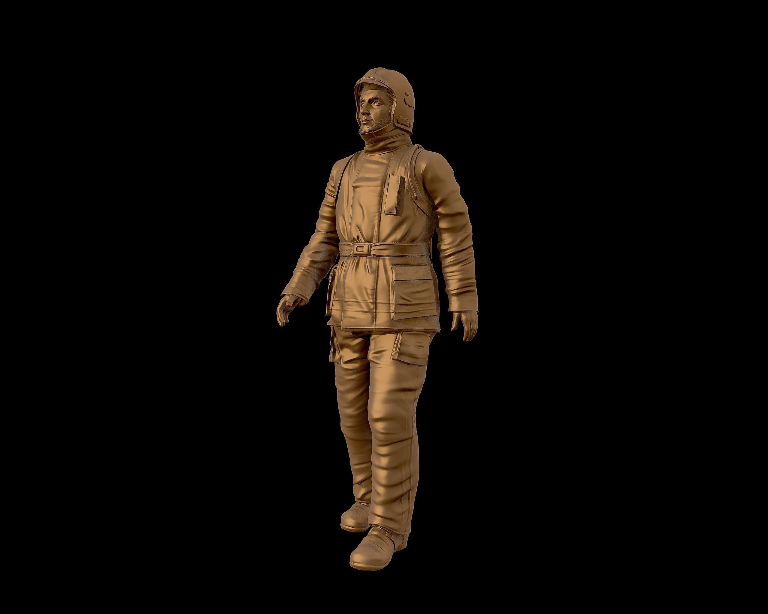 Fireman 3D sculpture 3D print model_22