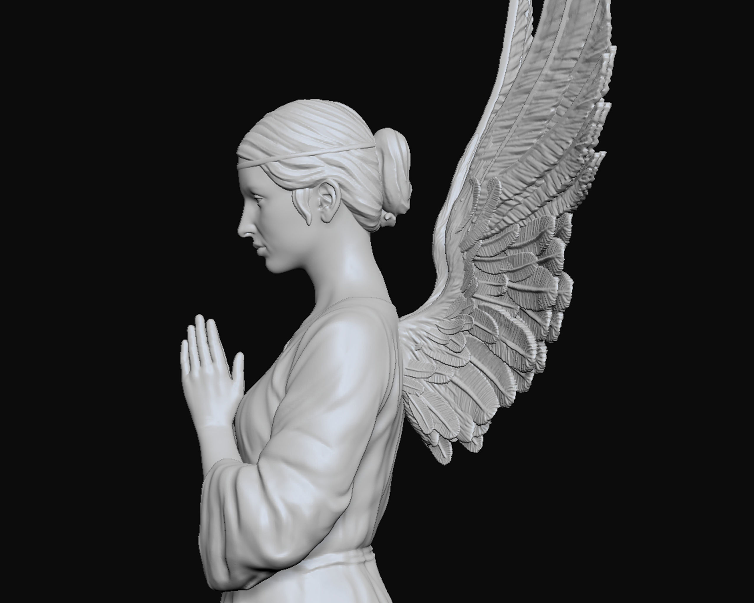 Angel 3D model sculpture 3D print model_11