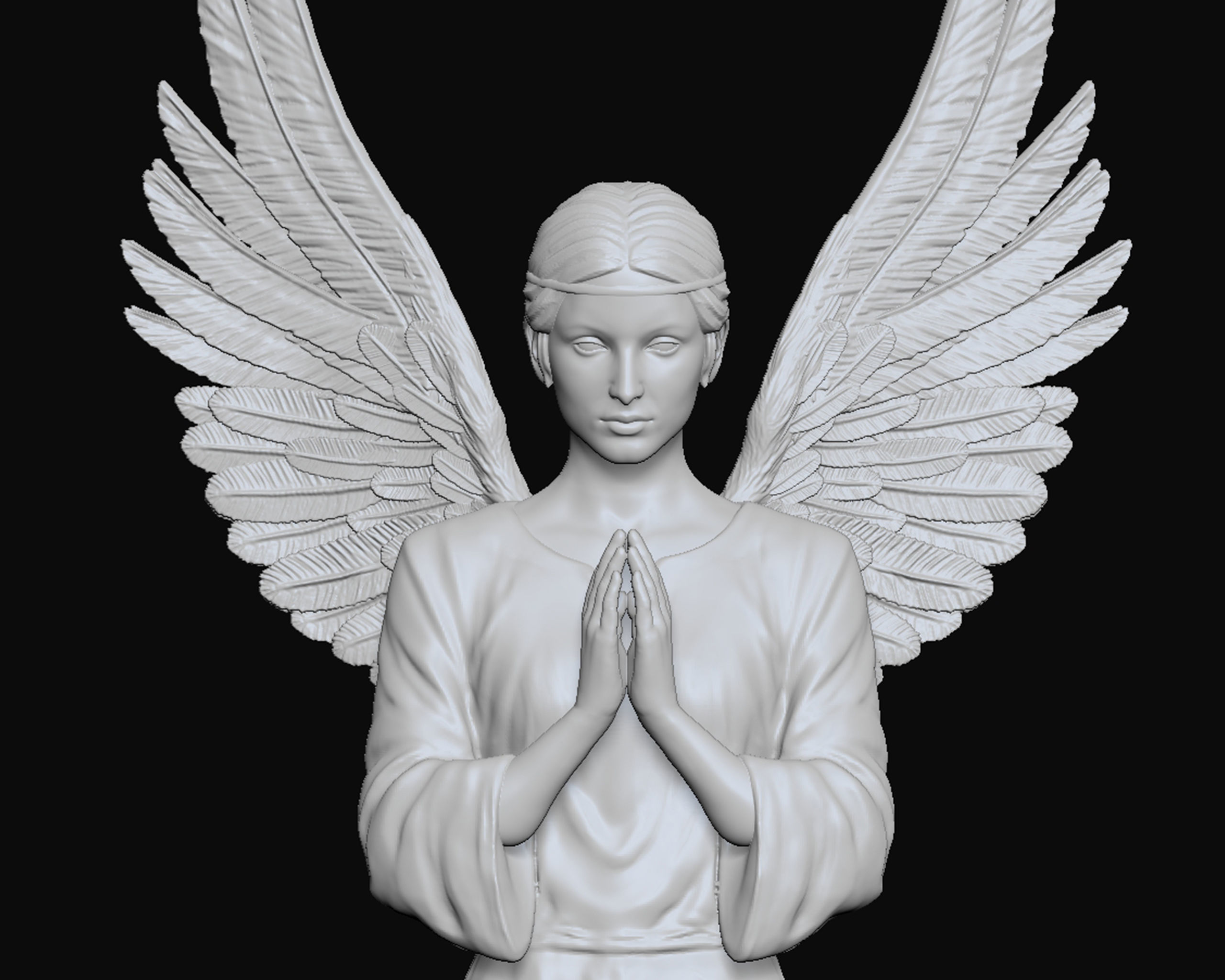 Angel 3D model sculpture 3D print model_10