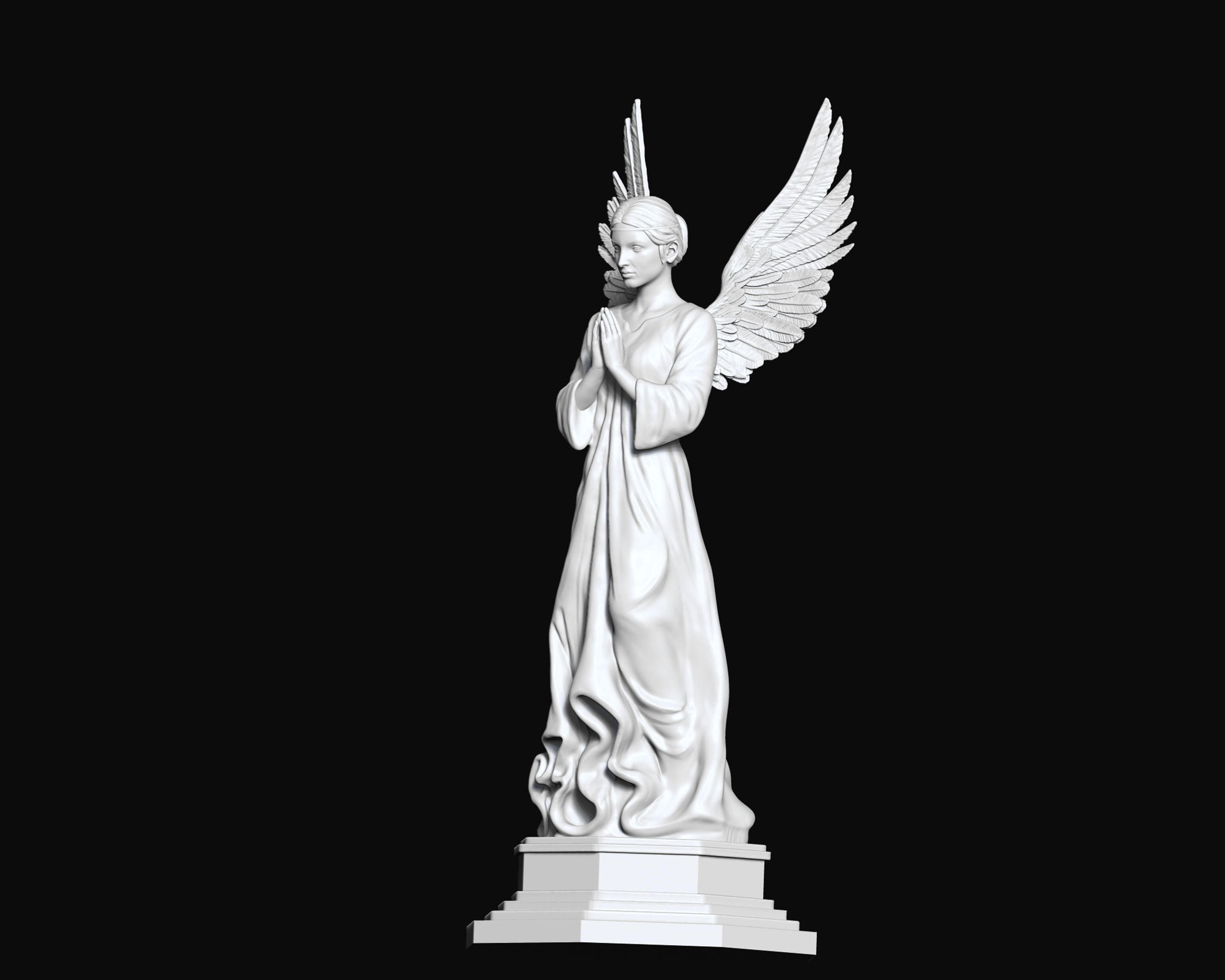 Angel 3D model sculpture 3D print model_17