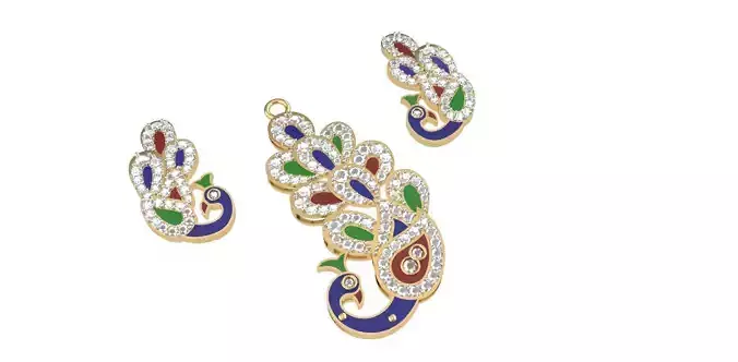 Peacock Diamond Pendant Set