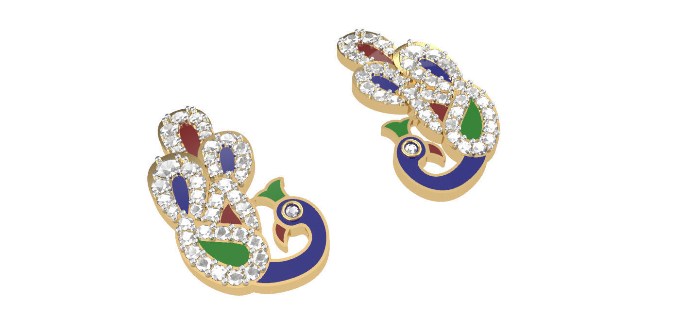 Peacock Diamond Pendant Set 3D print model_6