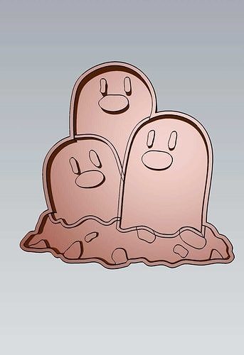 Pokemon Dugtrio Cookie Cutter Stamp Cake Decorating 3D model