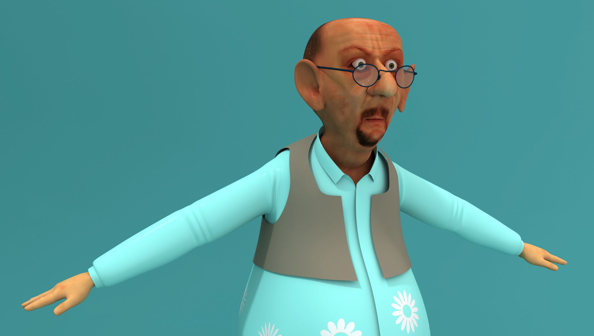 Old Man Low-poly 3D model_8