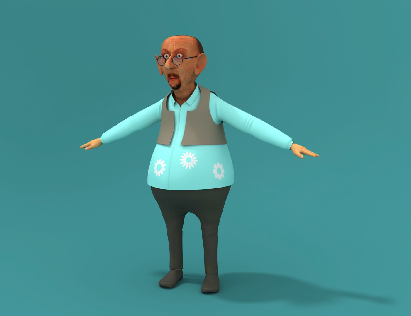 Old Man Low-poly 3D model_7