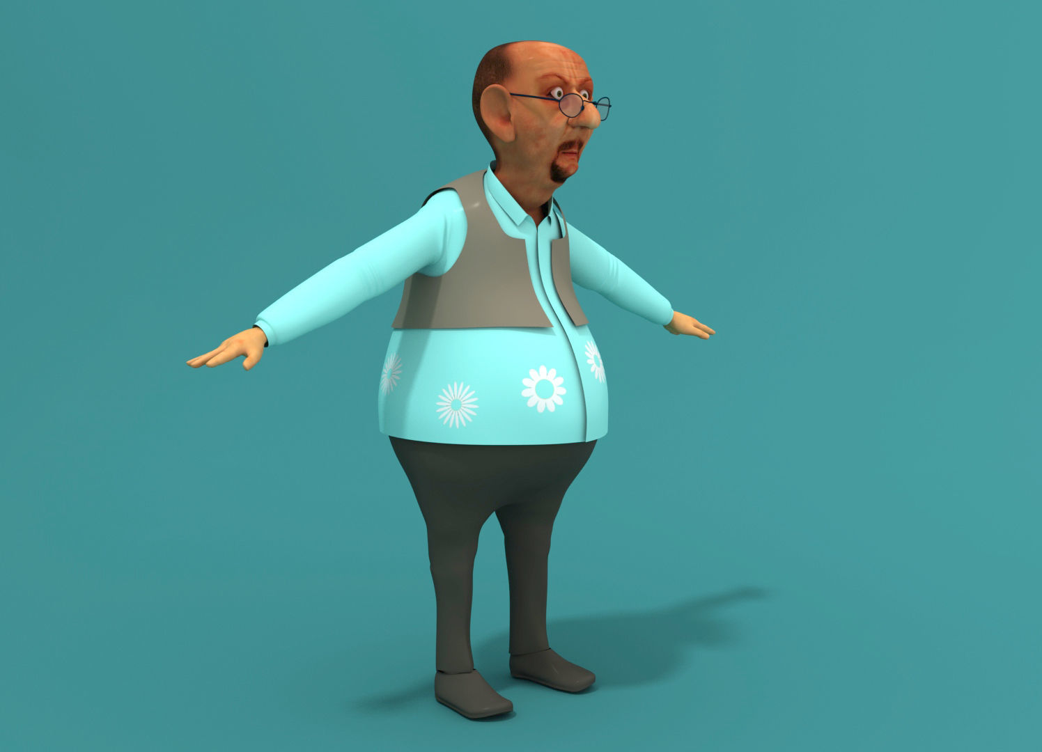 Old Man Low-poly 3D model_5