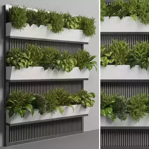Indoor plant-plant stand wall metal vase 09 3D model