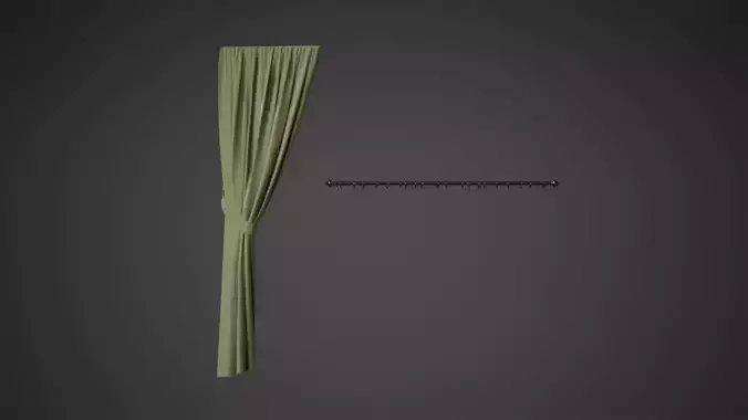 Curtain and Rail Low Poly Game Ready Low-poly 3D model