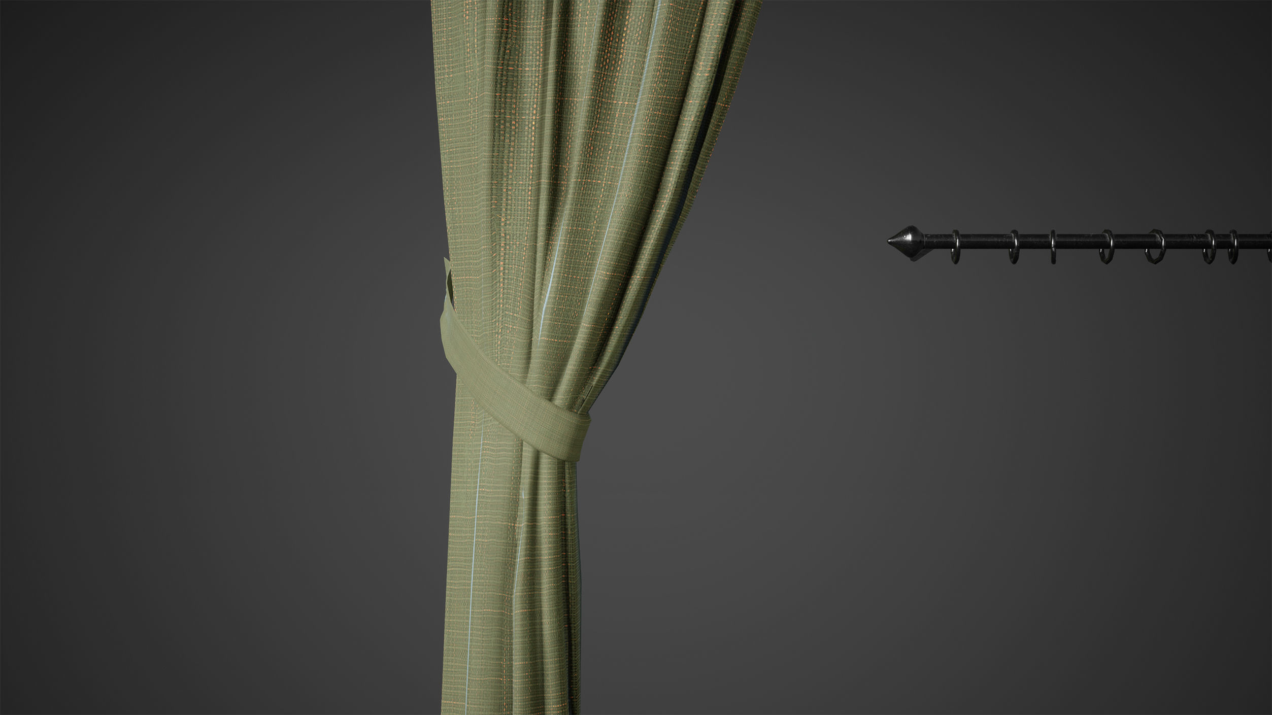 Curtain and Rail Low Poly Game Ready Low-poly 3D model_3