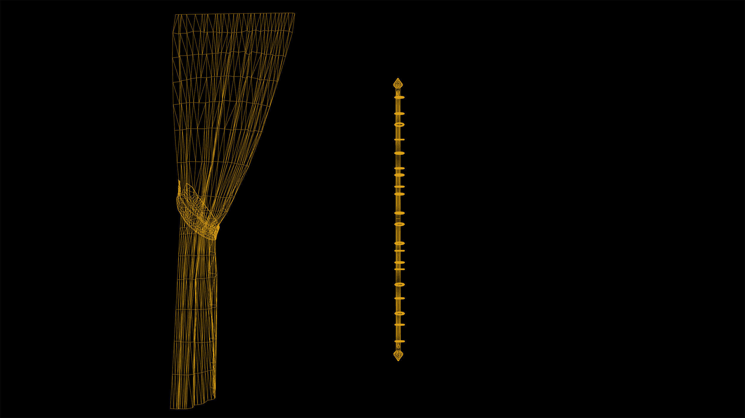 Curtain and Rail Low Poly Game Ready Low-poly 3D model_1