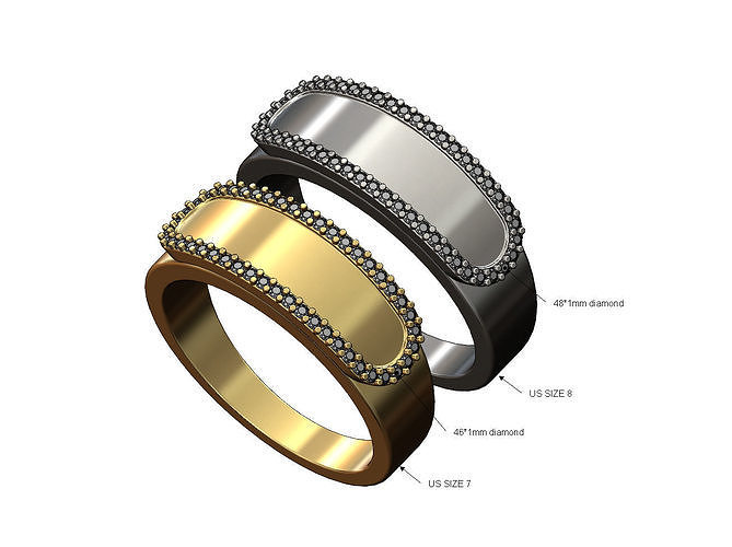 Rounded diamond tag ring US size 7 and 8 3D print model