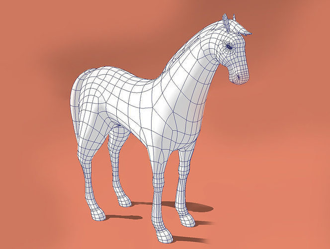 Horse low-poly model checkered Low-poly 3D model