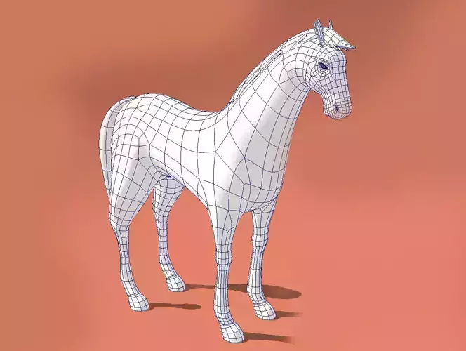 Horse low-poly model checkered Low-poly 3D model