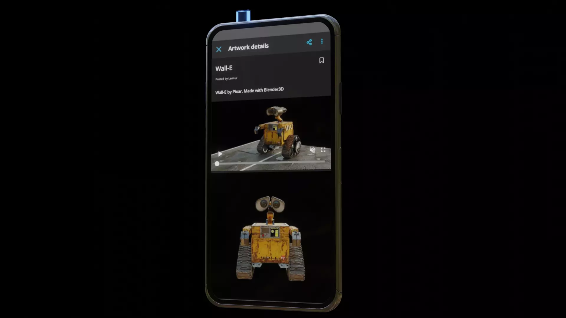 Smartphone 3D with star wars robot 3D model_0