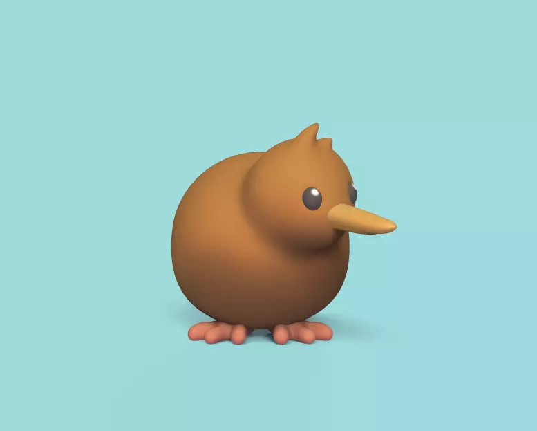 Cute kiwi 3D print model_0