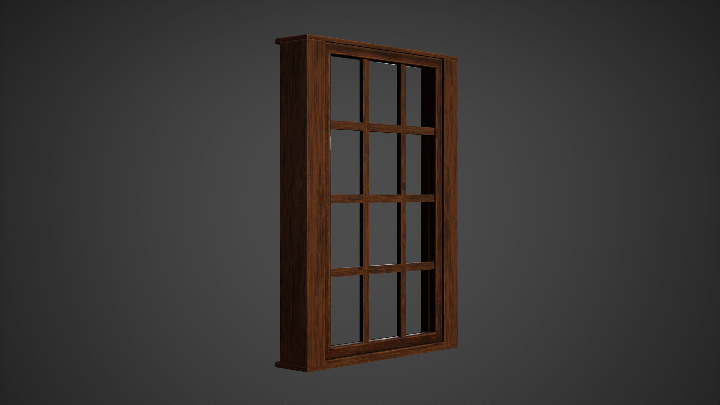 Wooden Window Low Poly Game Ready Low-poly 3D model_4