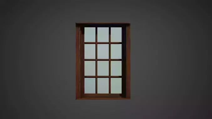Wooden Window Low Poly Game Ready