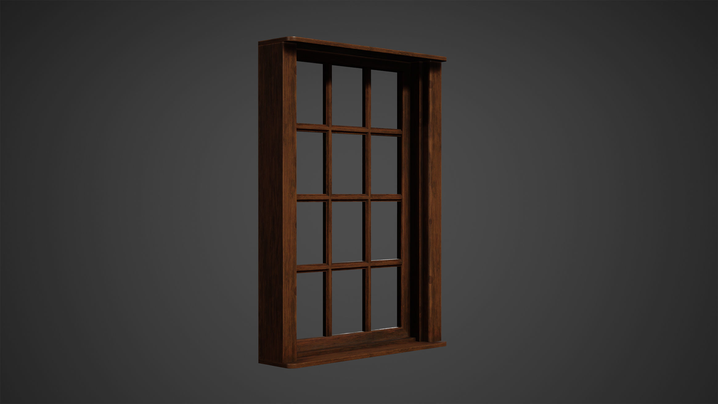 Wooden Window Low Poly Game Ready Low-poly 3D model_3