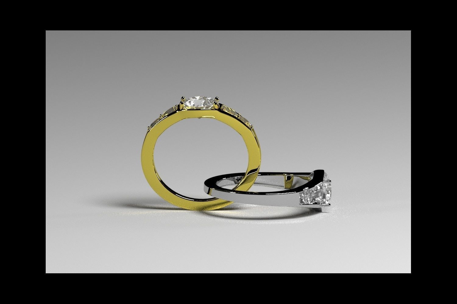 Golden ring and silver ring 3D model_1