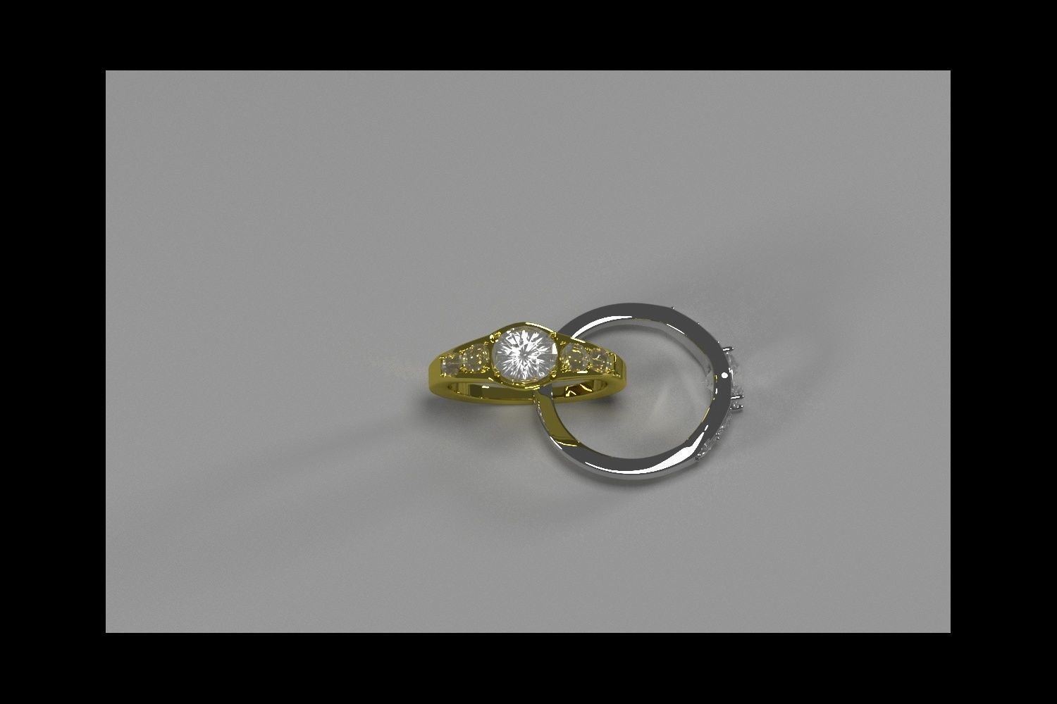 Golden ring and silver ring 3D model_2