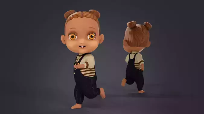 Cartoon African Girl Full Rigged  Low-poly 3D model