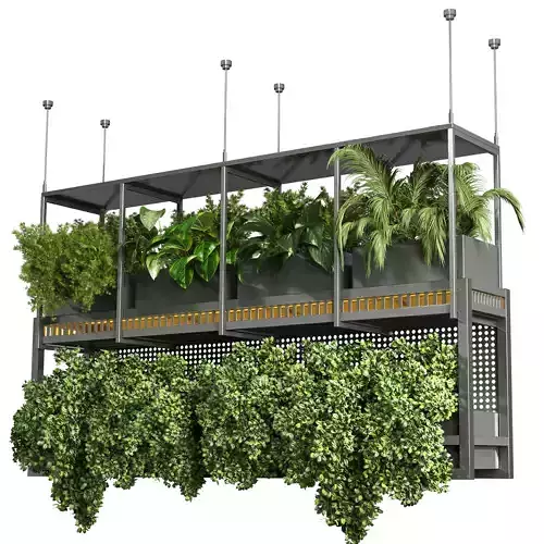 collection Indoor plants hanging pot metal bax vase 05