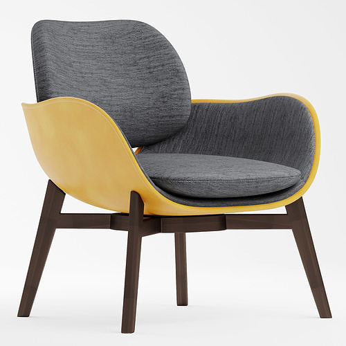 Chair lounge with wooden legs Low-poly 3D model