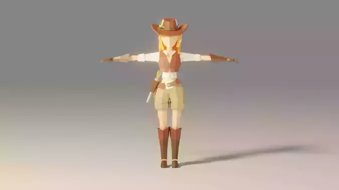 Lowpoly cowgirl character