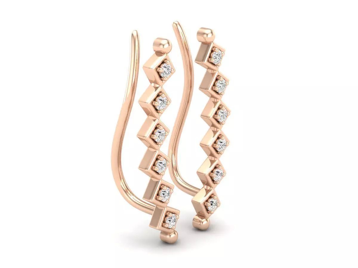 Diamond Crawler Climber Earrings for woman 3D print model
