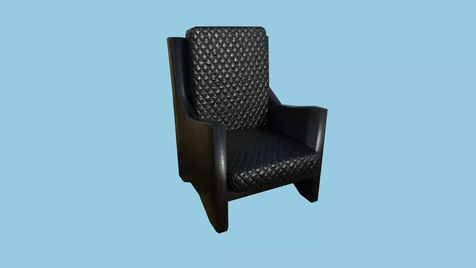 Black Leather Armchair - Furniture Interior Design Low-poly 3D model_0