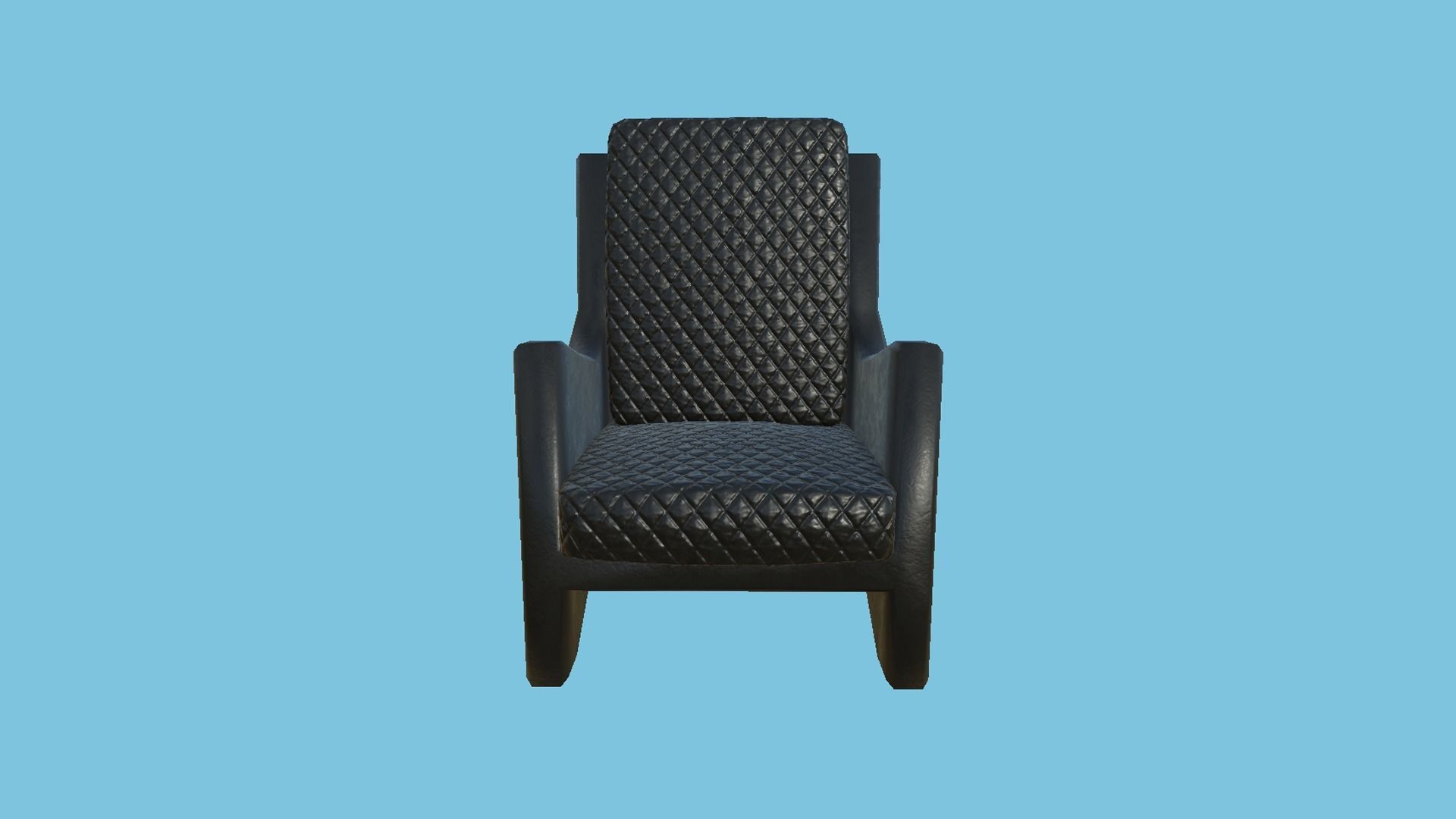 Black Leather Armchair - Furniture Interior Design Low-poly 3D model_4