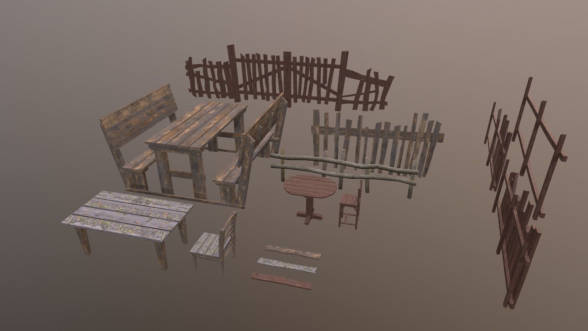 Medieval props Low-poly 3D model_4