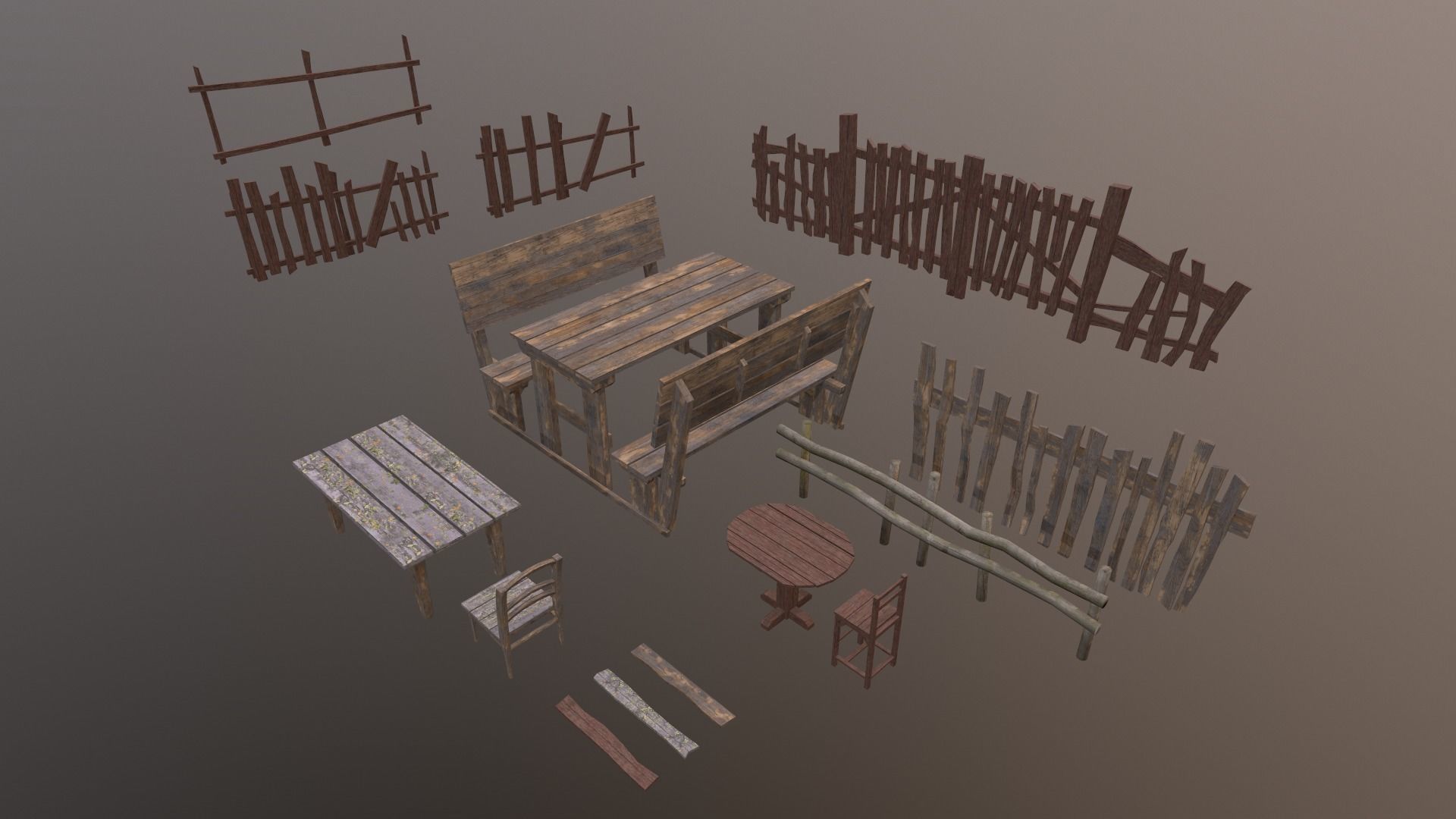 Medieval props Low-poly 3D model_2