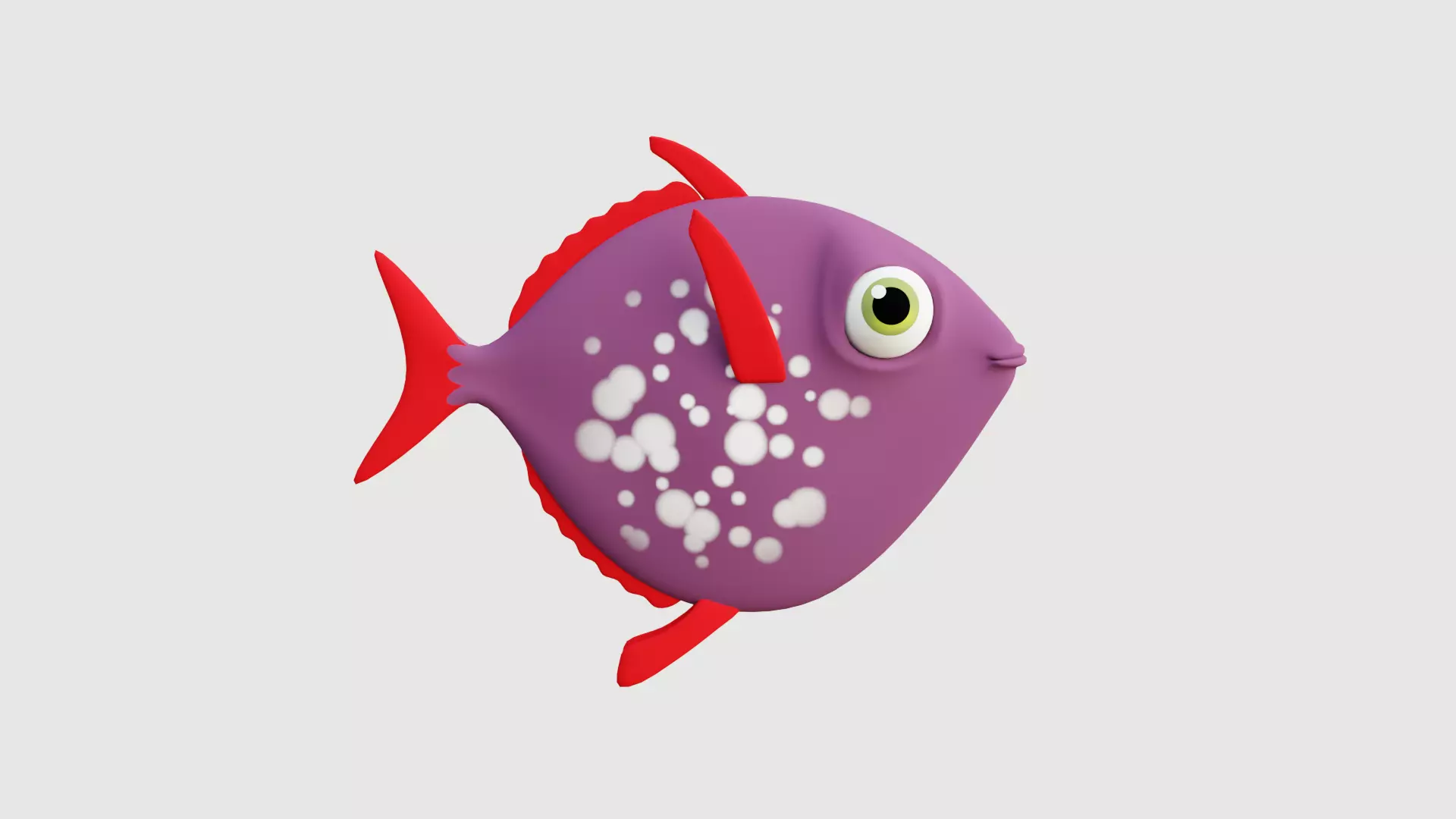 Cartoon purple fish 3D model