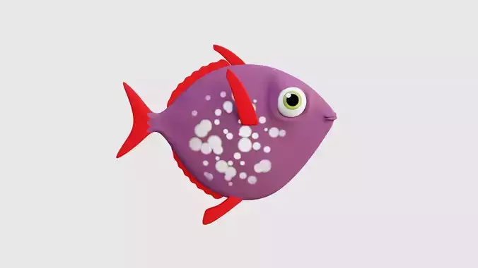 Cartoon purple fish 3D model