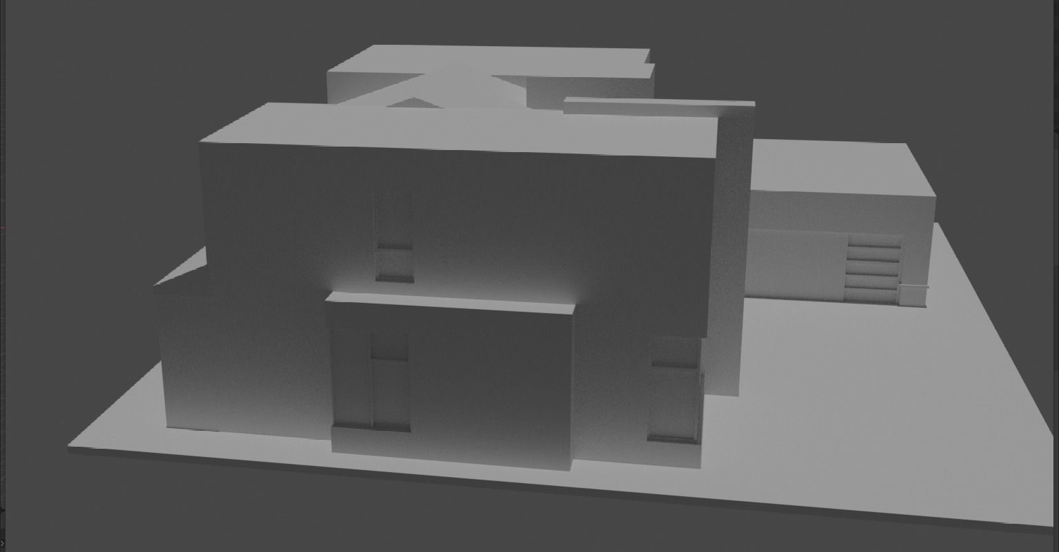 Modern House Architectural massing model 3D print model_3