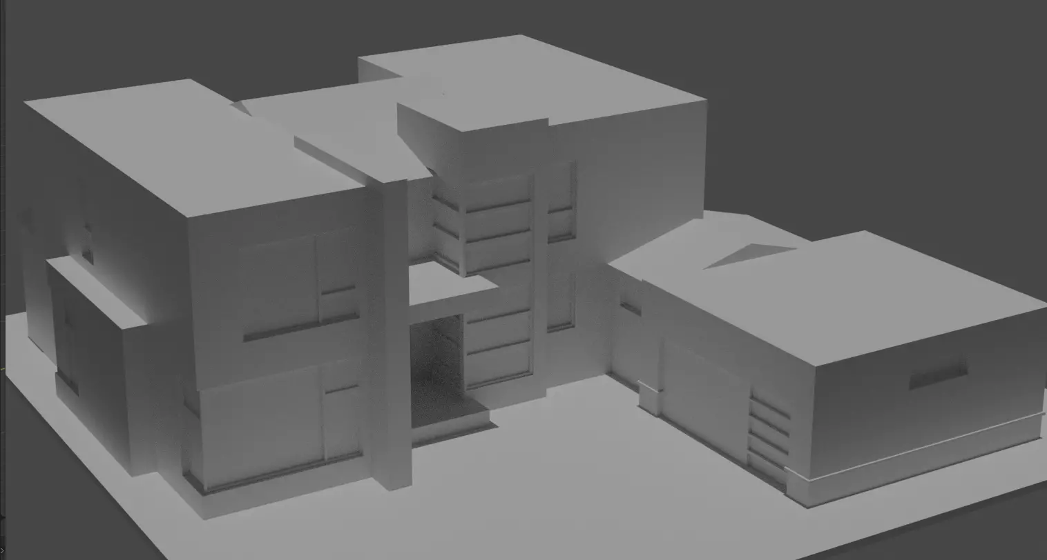 Modern House Architectural massing model 3D print model_0