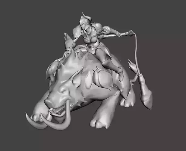 Sejuani 3D Model mammoth riding on horse 3D print model