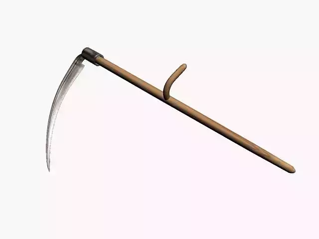 scythe wooden tool with long handle